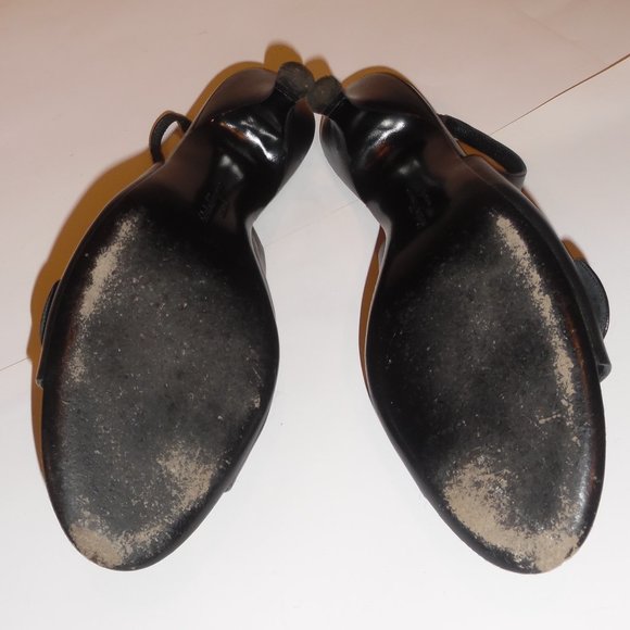 Salvatore Ferragamo Black Leather Kitten Heels Buckle Gancini Sandals Shoes - Picture 15 of 15
